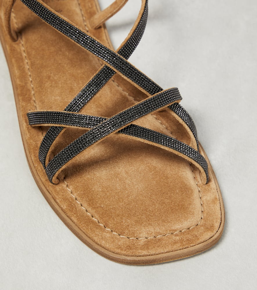 Brunello Cucinelli Monili-embellished suede sandals