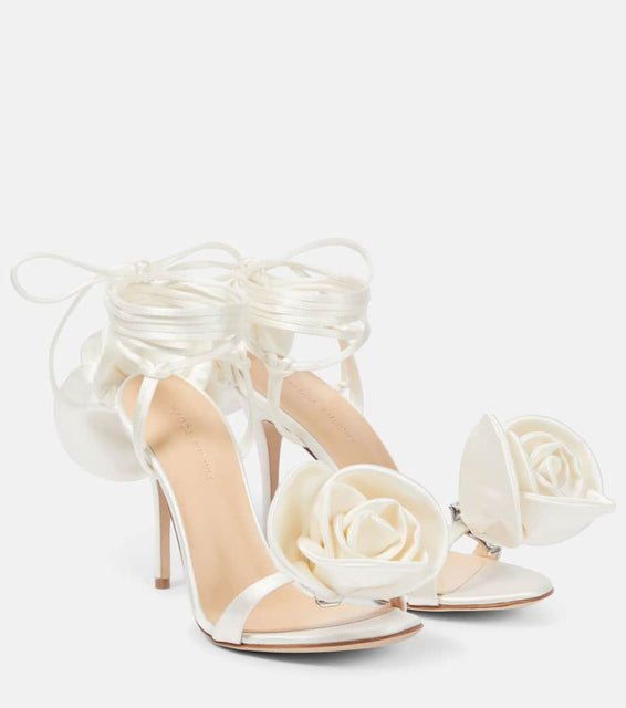 Magda Butrym Floral-appliqu√É¬© satin sandals