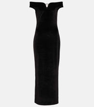 Nanushka Lucy off-shoulder velvet maxi dress