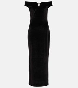 Nanushka Lucy off-shoulder velvet maxi dress