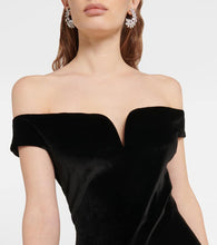 Nanushka Lucy off-shoulder velvet maxi dress