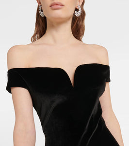 Nanushka Lucy off-shoulder velvet maxi dress