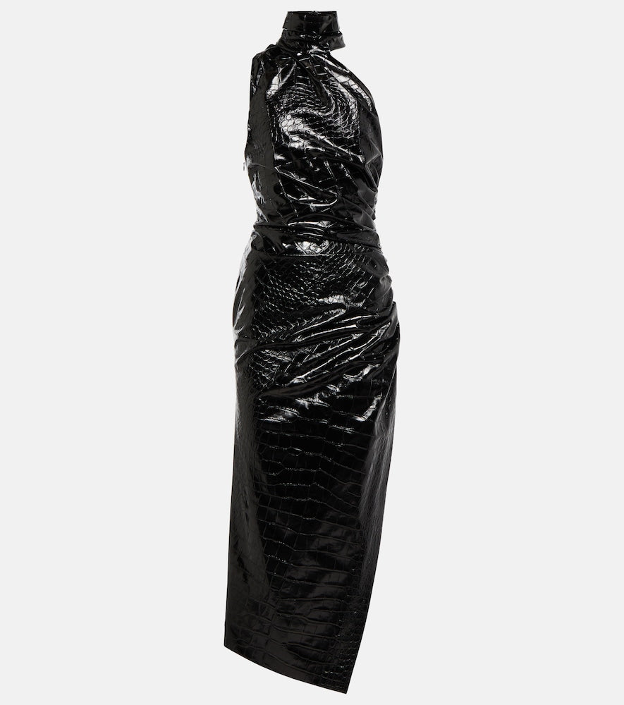 Alaia Asymmetric croc-effect midi dress. Alaia 不对称鳄鱼纹中长连衣裙