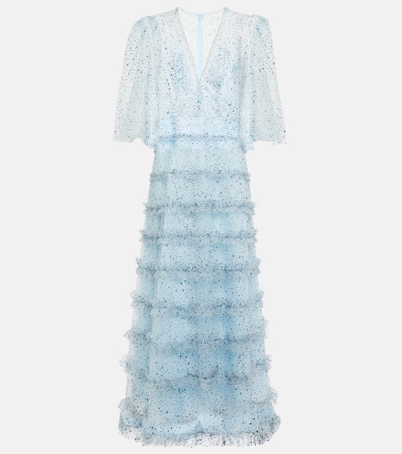 Costarellos Lucia embellished tulle gown