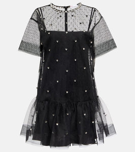 REDValentino Embellished point d√¢¬Ä¬ôesprit tulle minidress