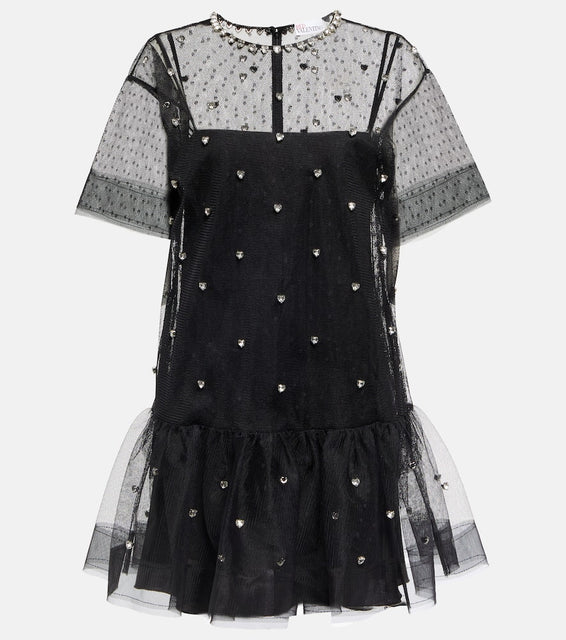 REDValentino Embellished point d√¢¬Ä¬ôesprit tulle minidress