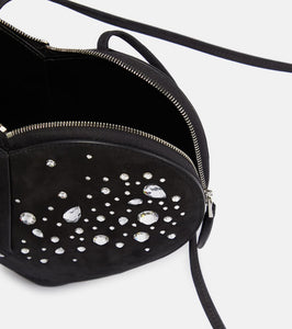 Alaia Le C√Ö¬ìur embellished suede shoulder bag
