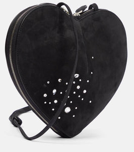 Alaia Le C√Ö¬ìur embellished suede shoulder bag