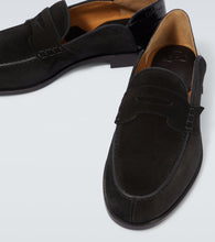 Christian Louboutin Penny No Back suede and croc-effect loafers