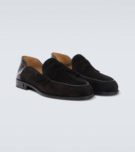 Christian Louboutin Penny No Back suede and croc-effect loafers