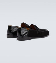 Christian Louboutin Penny No Back suede and croc-effect loafers