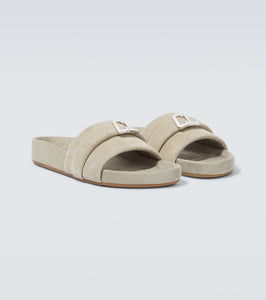 Christian Louboutin Embellished suede slides