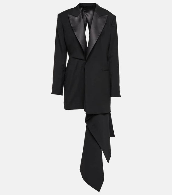 Alaia Asymmetrical wool blazer minidress
