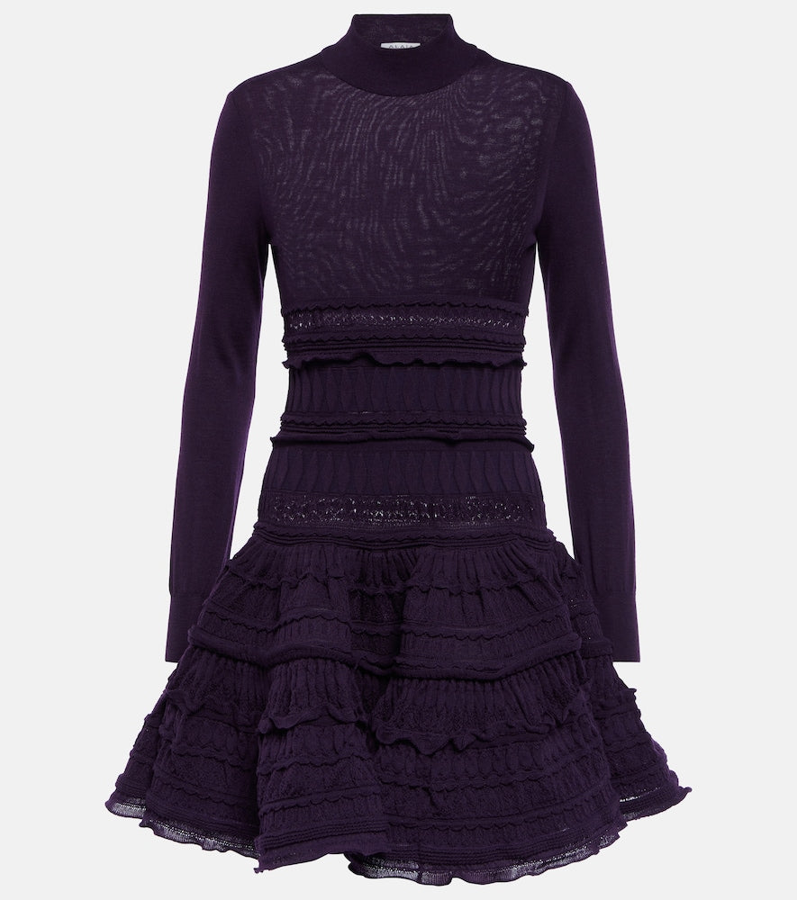 Alaia Ruffle virgin wool minidress. Alaia 荷叶边初剪羊毛迷你连衣裙