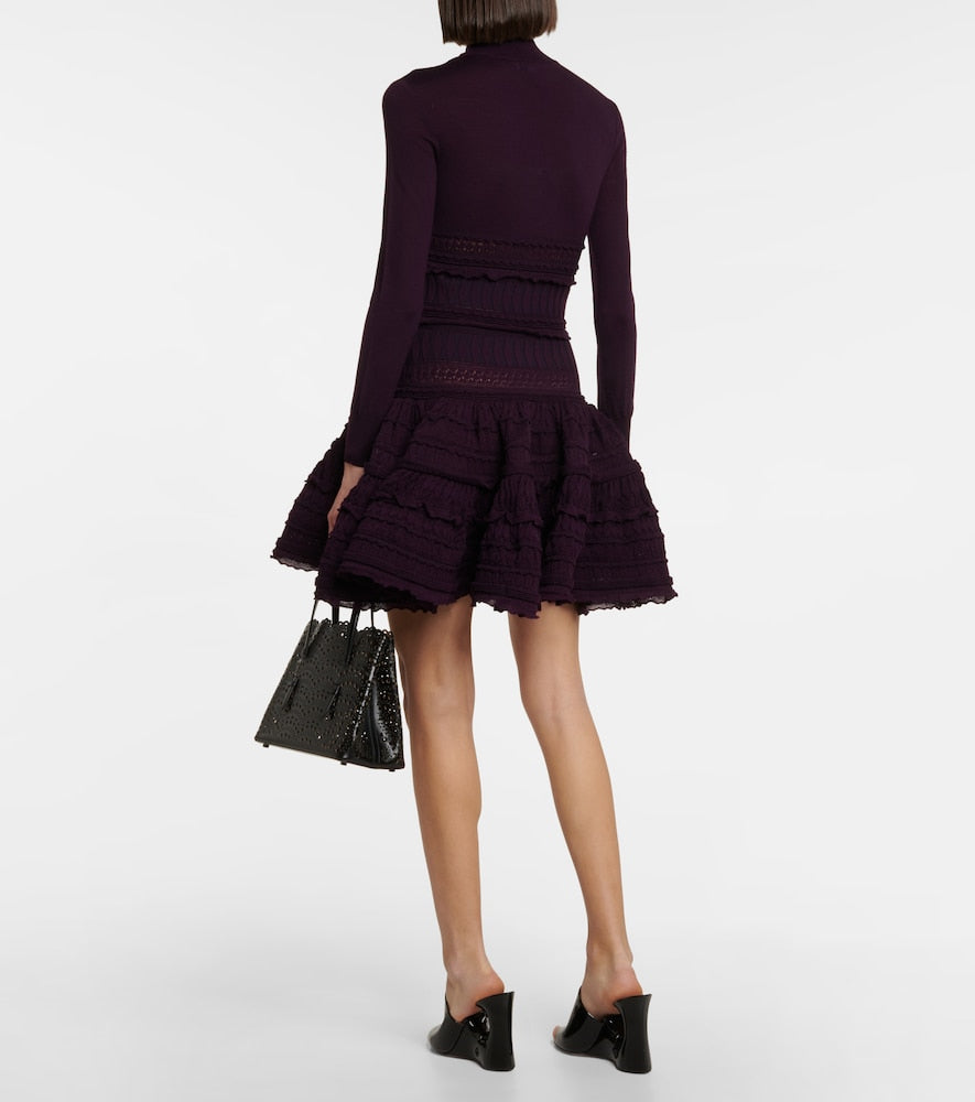 Alaia Ruffle virgin wool minidress