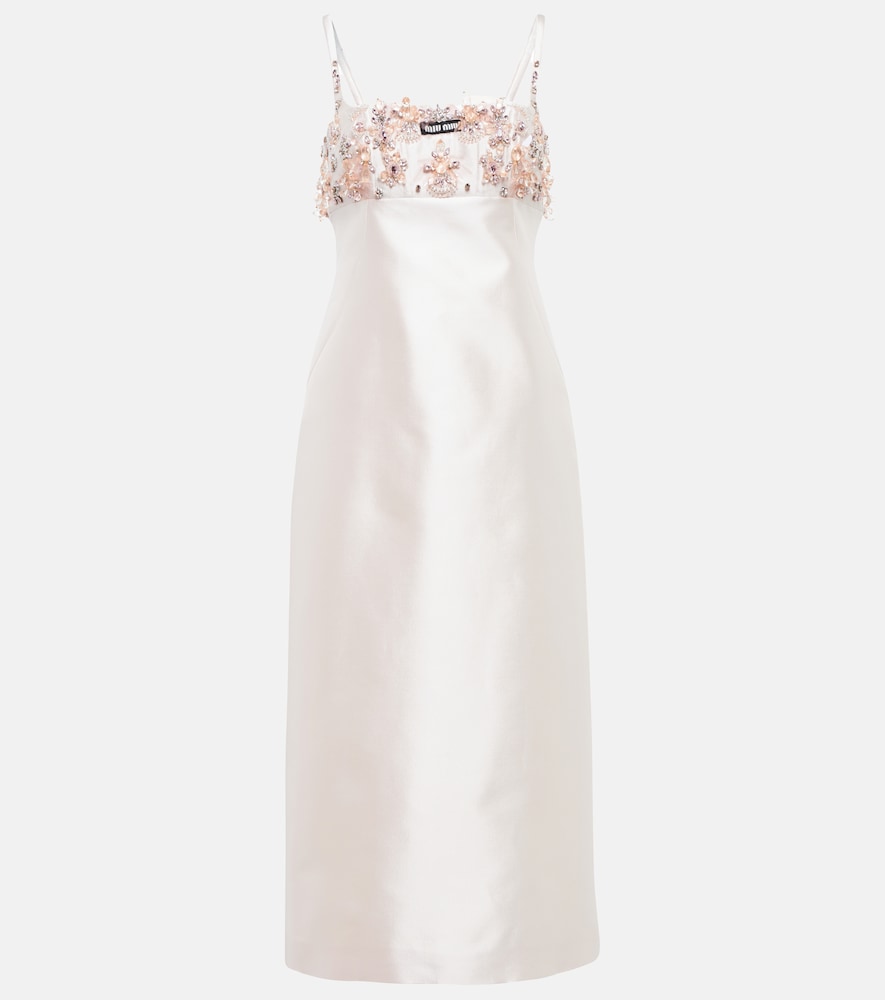 Miu Miu Embellished silk and wool midi dress. Miu Miu 缀饰真丝羊毛中长连衣裙
