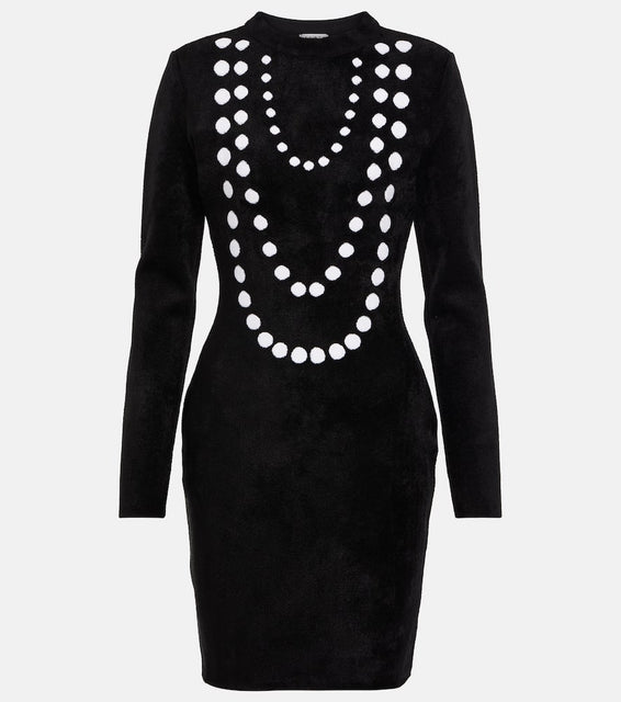 Alaia Jacquard wool-blend minidress