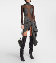 Alaia Mesh and wool draped minidress