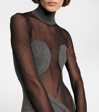 Alaia Mesh and wool draped minidress