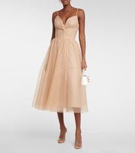 Monique Lhuillier Dotted tulle midi dress