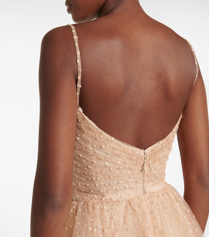 Monique Lhuillier Dotted tulle midi dress