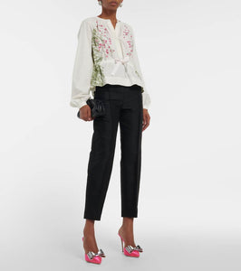 Giambattista Valli Pop-Bow embellished satin mules