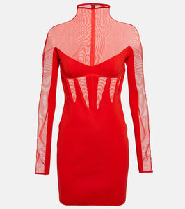Mugler Tulle-trimmed minidress