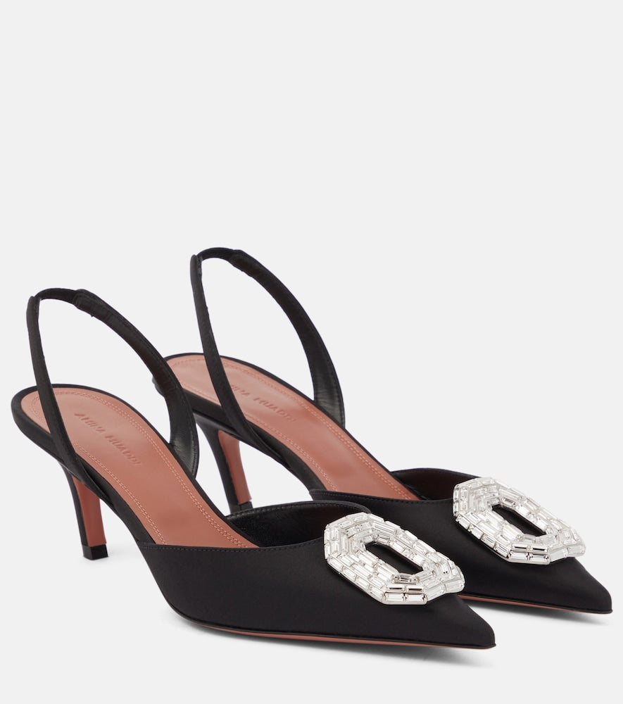 Amina Muaddi Camelia satin slingback pumps - Amina Muaddi Camelia 缎面露跟高跟鞋