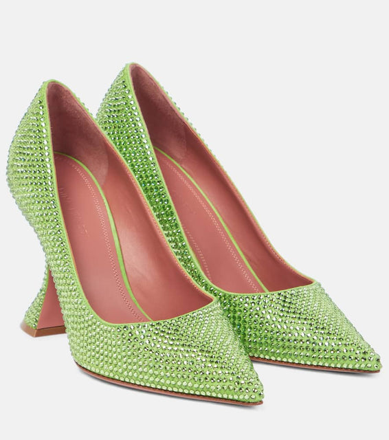 Amina Muaddi Ami embellished leather pumps