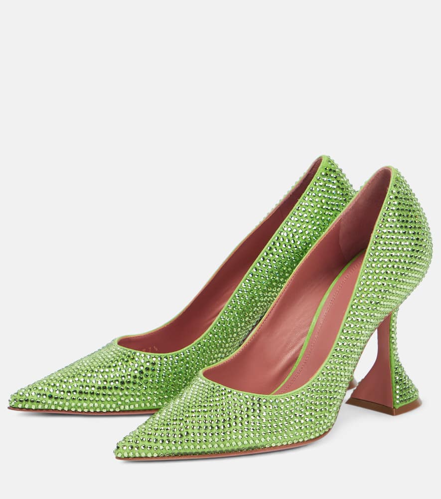 Amina Muaddi Ami embellished leather pumps