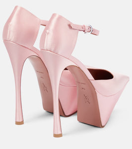 Amina Muaddi Angelica satin platform pumps
