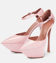 Amina Muaddi Angelica satin platform pumps