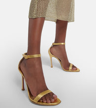 Amina Muaddi Kim metallic leather sandals
