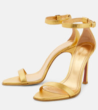 Amina Muaddi Kim metallic leather sandals
