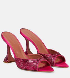 Amina Muaddi Caroline embellished satin mules