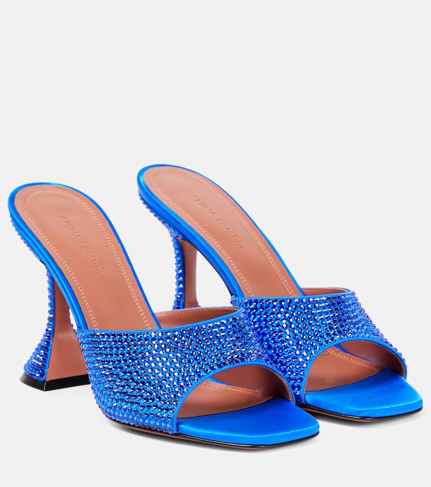Amina Muaddi Lupita embellished satin mules - Amina Muaddi Lupita 带缀饰缎布穆勒鞋