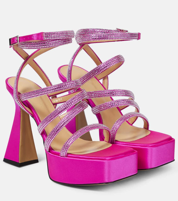Mach & Mach Sydney embellished satin platform sandals