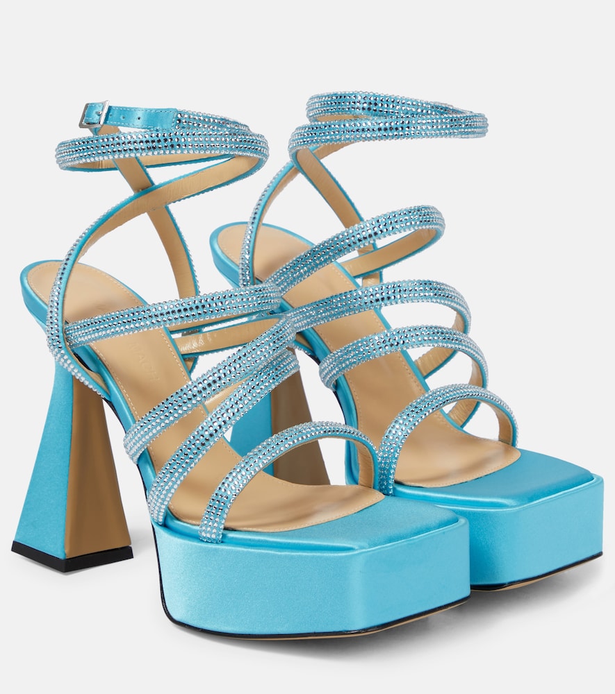 Mach & Mach Sydney embellished satin platform sandals - Mach & Mach Sydney 缎面装饰厚底凉鞋