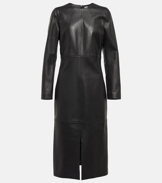 Toteme Paneled leather midi dress