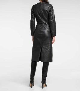 Toteme Paneled leather midi dress