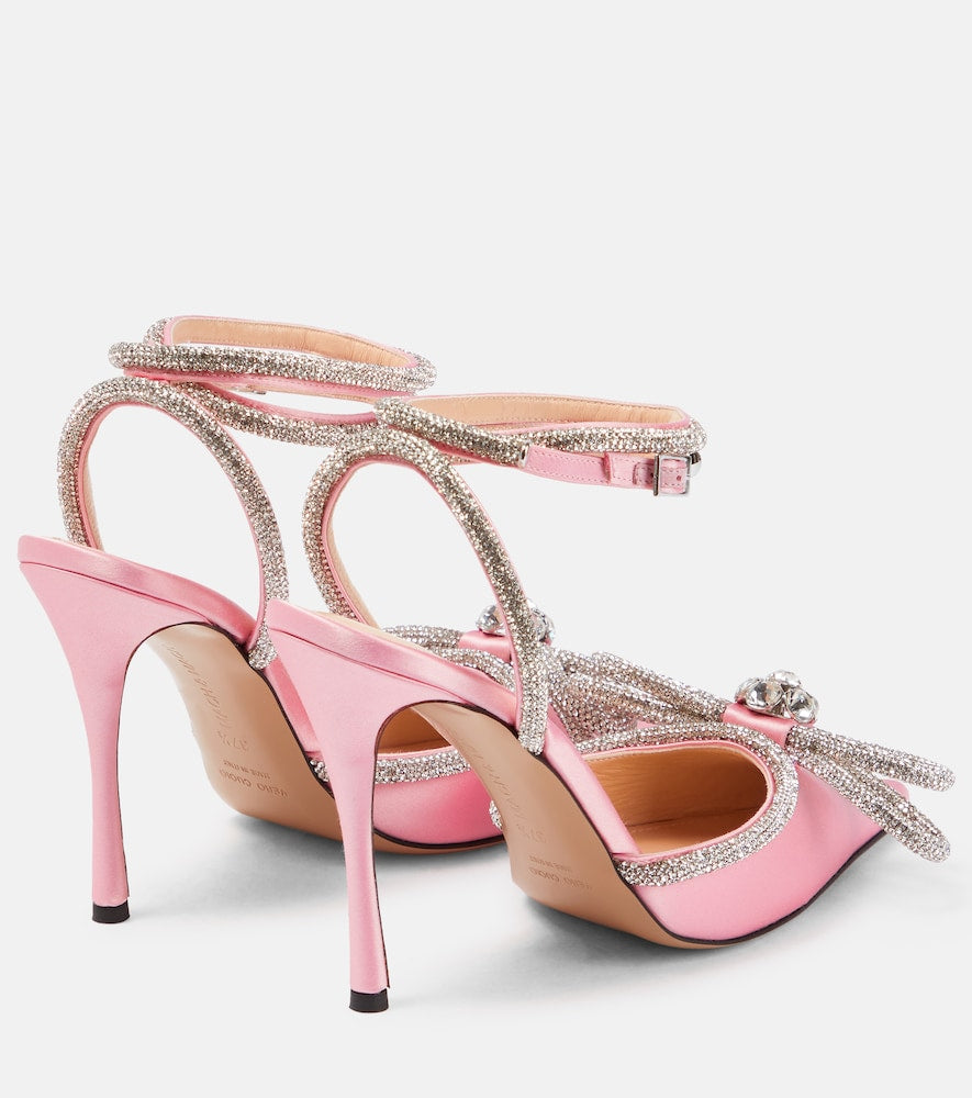 Mach & Mach Double Bow 110 embellished satin pumps