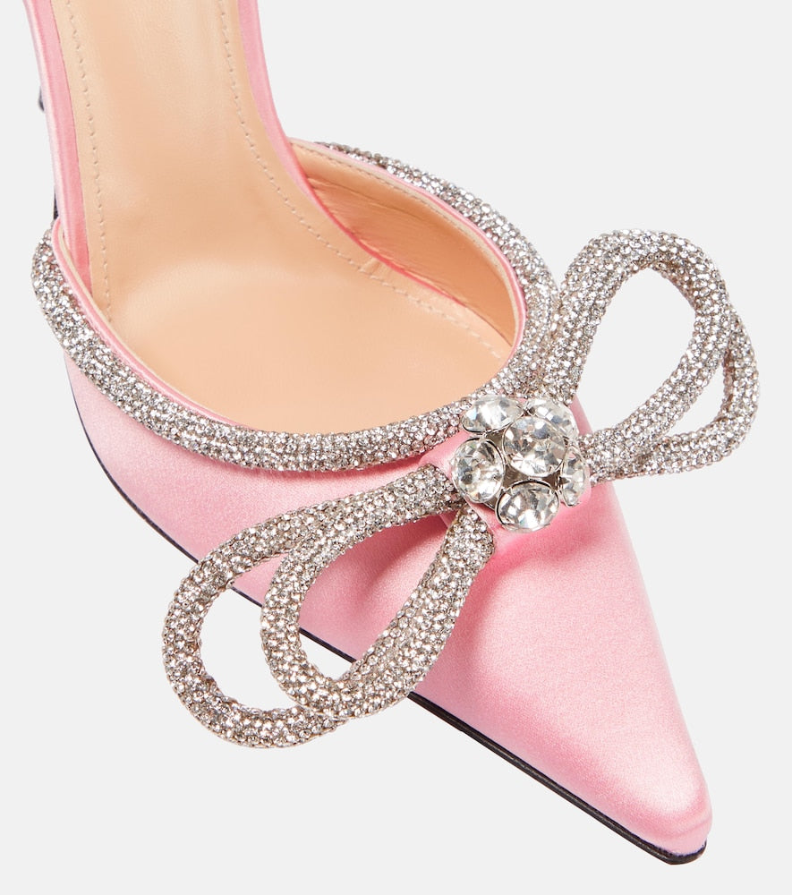Mach & Mach Double Bow 110 embellished satin pumps