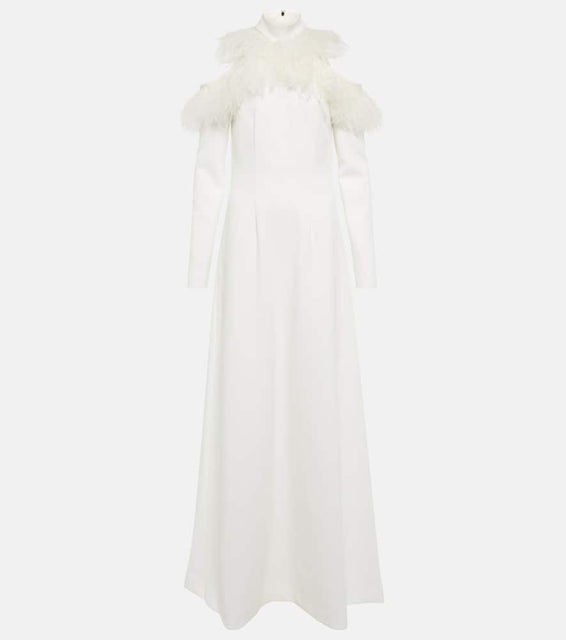 Christopher Kane Bridal feather-trimmed crêpe gown