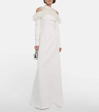 Christopher Kane Bridal feather-trimmed crêpe gown