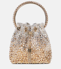 Jimmy Choo Bon Bon embellished bucket bag. Shop Jimmy Choo Top-Handle Bags for women now.