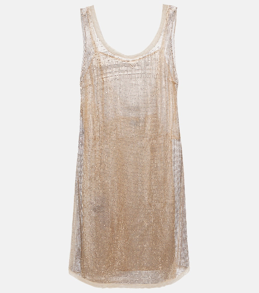 Prada Crystal-embellished mesh minidress. Prada 水晶装饰网纱迷你连衣裙