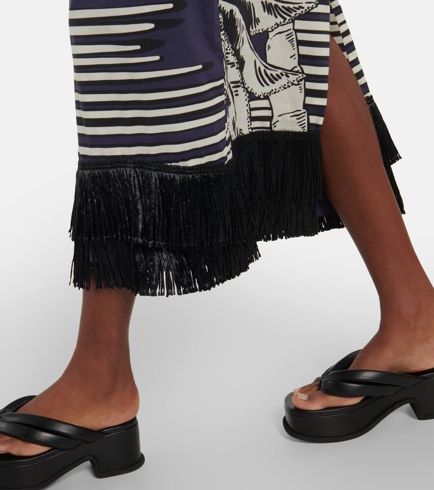 Johanna Ortiz Printed fringe-trimmed cotton maxi dress