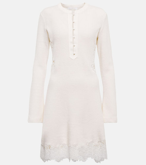 Chloe Ribbed-knit wool minidress