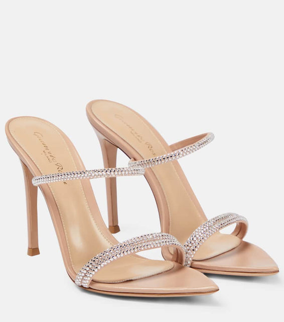 Gianvito Rossi Embellished leather mules