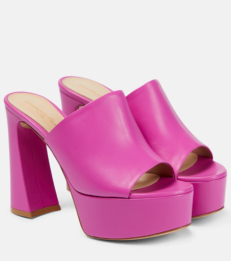 Gianvito Rossi Holly leather platform mules